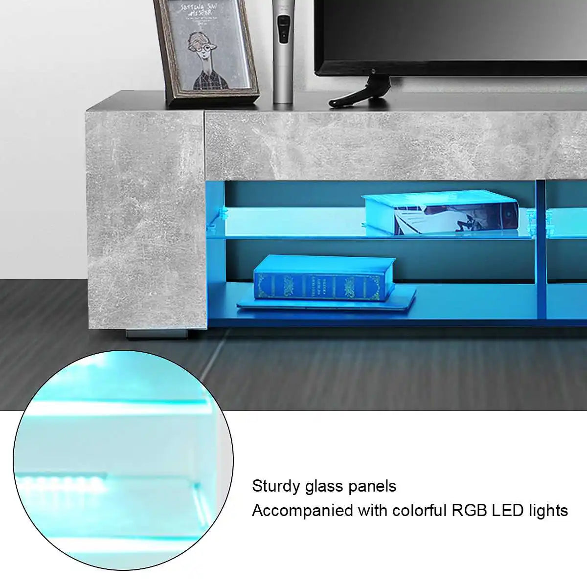 57 Inch Luxury High Capacity TV Cabinet Modern LED TV Stand Living Room Furniture High Gloss TV Unit Console