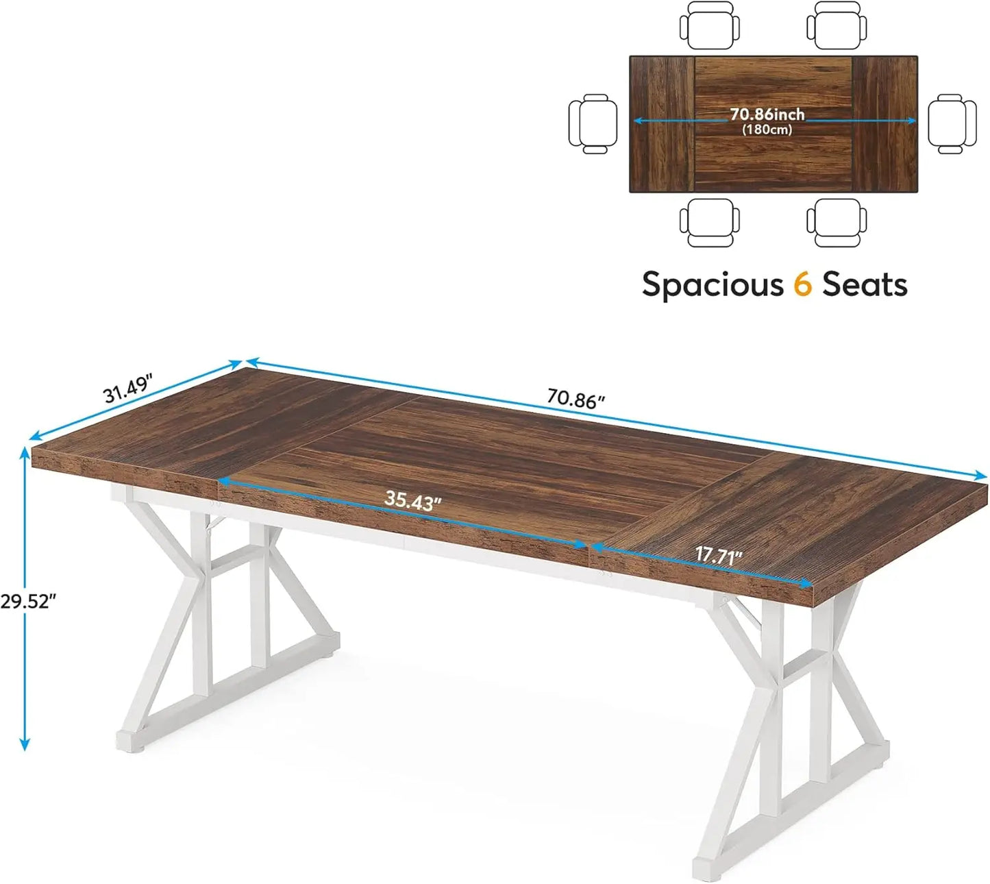 70.8-Inch Executive Desk, Large Computer Office Desk Workstation, Modern Simple Style Laptop Desk Study Writing Table