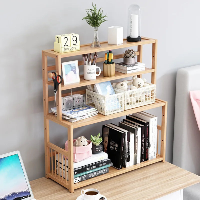 Bamboo Bookshelf Office Stationery Organizer Magazine Holder Home Sundries Storage Shelves,Rack