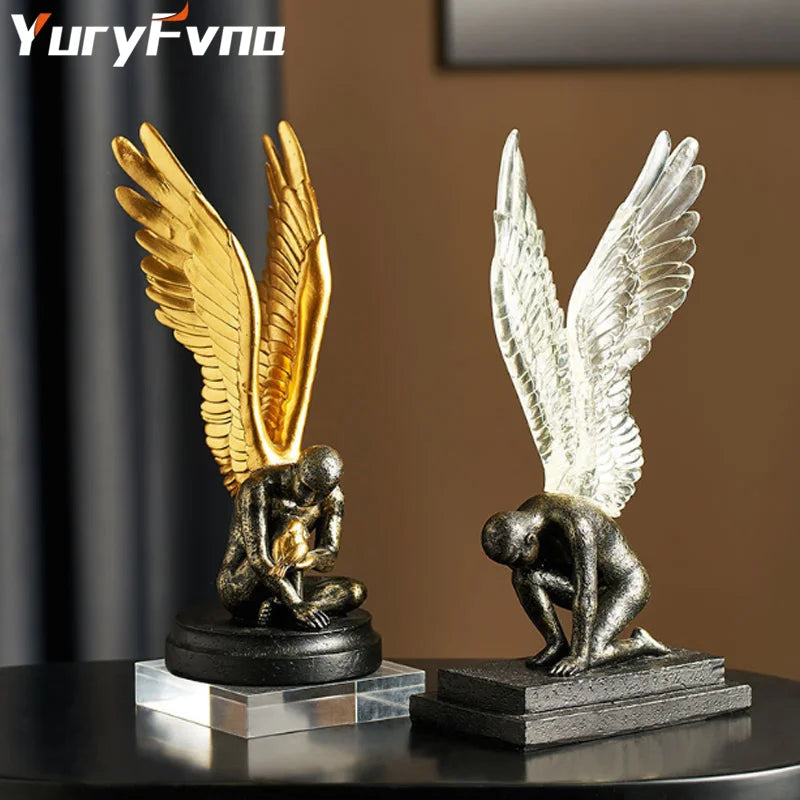 Modern Resin Statue Golden Abstract Character Home Decor Statue and Sculpture Figures Desktop