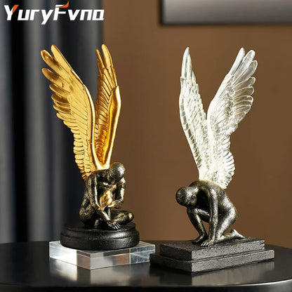 Modern Resin Statue Golden Abstract Character Home Decor Statue and Sculpture Figures Desktop