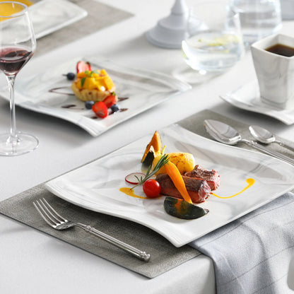 30/60PCS Marble Porcelain Dinnerware Set with 12*Dinner Plate, Dessert Plate, Soup Plate, Cups & Saucers Tableware Set