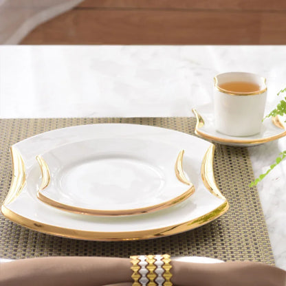 Creative Gilded Porcelain Tableware Fine Steak Barbecue Plates & Bowls Hotel Restaurant Cooking Dishes Kitchen Set New