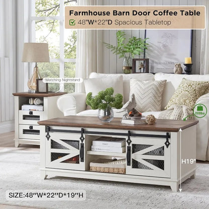 48'' Coffee Table with Storage & Sliding Cocktail Table w/Adjustable Shelves