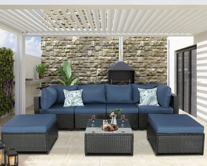 Furniture Set Outdoor Sectional Outdoor PE Wicker Furniture Set Patio Rattan Sectional Conversation Sofa Set