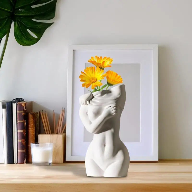 Female Body Vase Modern Ceramics Flower Vase In Female Body Shape Multi-Purpose Aesthetic Room Decor