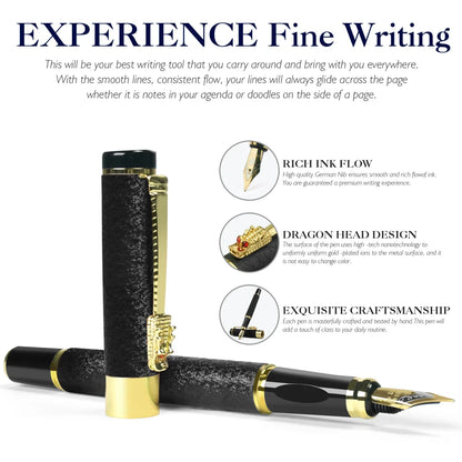 Luxury Dragon Crystal Diamond Ink Fountain Pen Office Business Men Signature Metal Pen