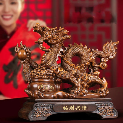 Inviting Wealth Chinese Zodiac Dragon Open Door Red