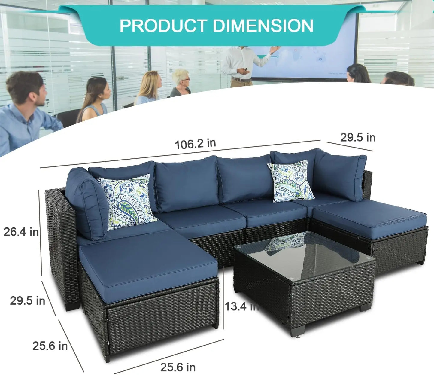 Furniture Set Outdoor Sectional Outdoor PE Wicker Furniture Set Patio Rattan Sectional Conversation Sofa Set