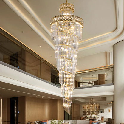 Crystal Chandelier Duplex Building Chandelier Villa High Spiral Staircase Hotel Lobby Hall Luxury Engineering  Pendant Lamps