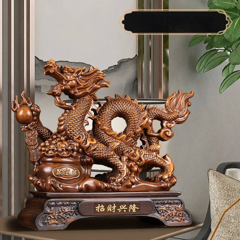 Inviting Wealth Chinese Zodiac Dragon Open Door Red