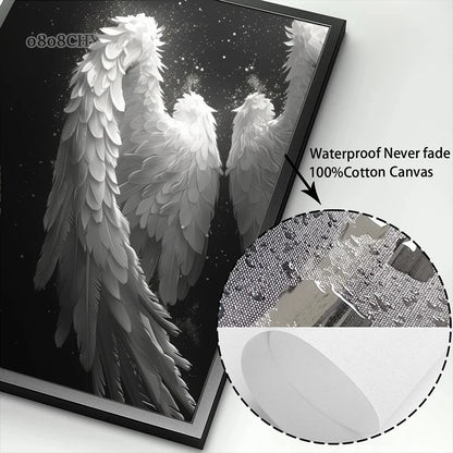 Beautiful White Angel Wings Canvas Painting