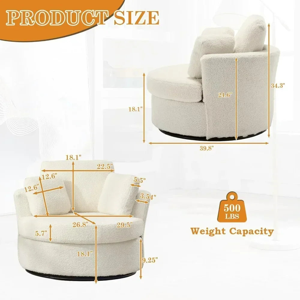 Swivel Barrel Oversized Accent Chair, Modern Arm Chair