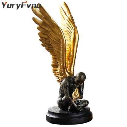 Modern Resin Statue Golden Abstract Character Home Decor Statue and Sculpture Figures Desktop