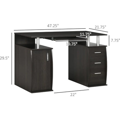 Computer Desk with Keyboard Tray and Storage Drawers