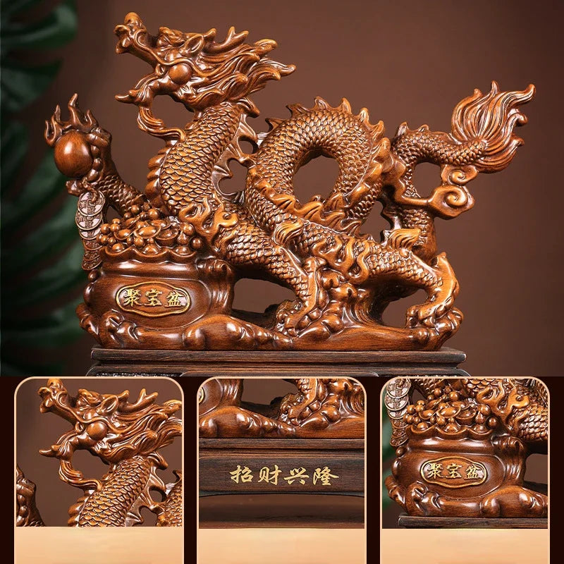 Inviting Wealth Chinese Zodiac Dragon Open Door Red