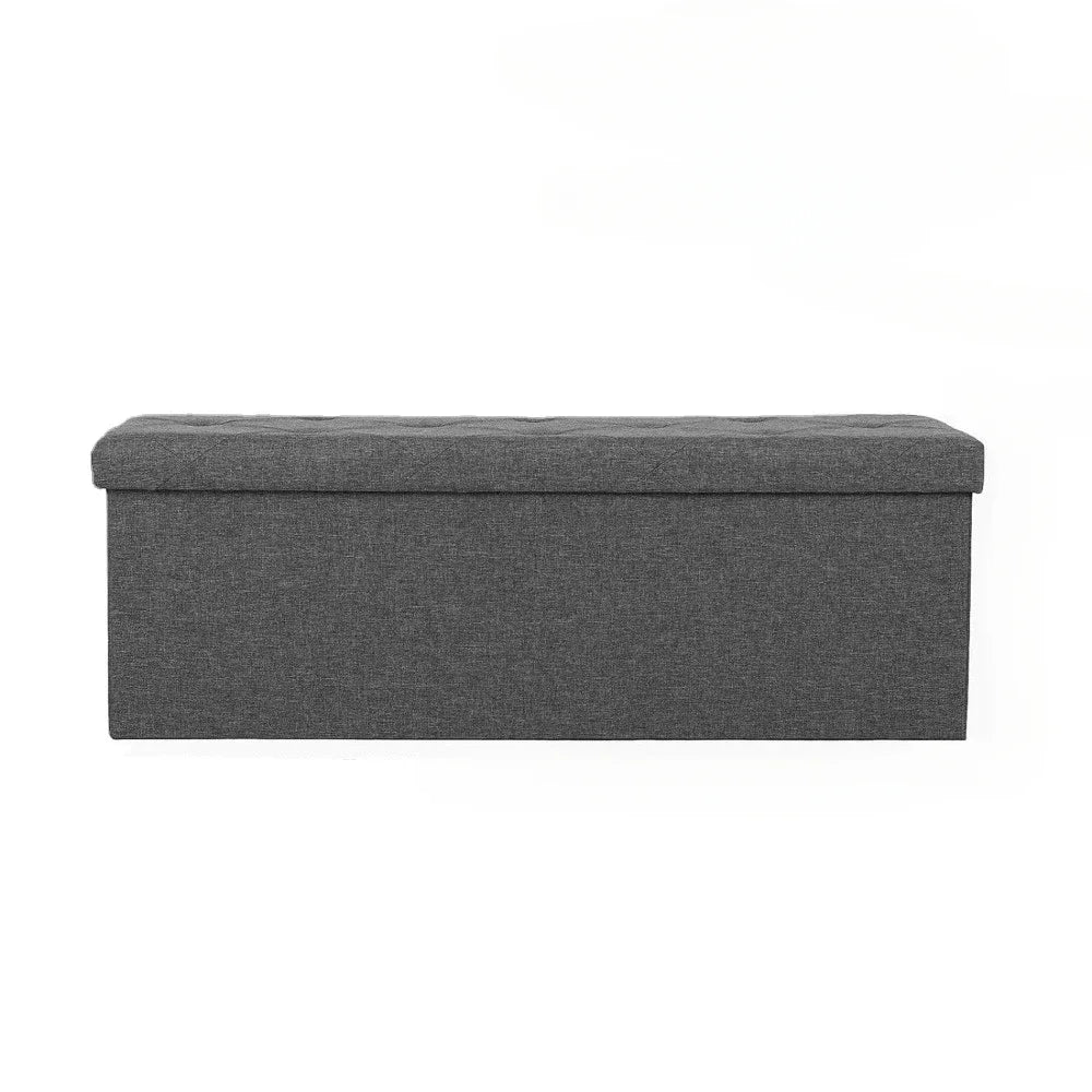 Storage Ottoman Bench 43Inches in Large Capacity Hidden Chest Organizer Box,Comfortable Grey Fabric FootRest Stool Ottoman Bench