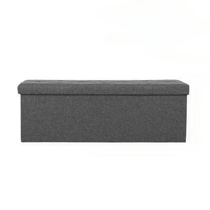 Storage Ottoman Bench 43Inches in Large Capacity Hidden Chest Organizer Box,Comfortable Grey Fabric FootRest Stool Ottoman Bench