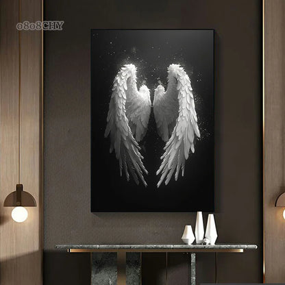 Beautiful White Angel Wings Canvas Painting