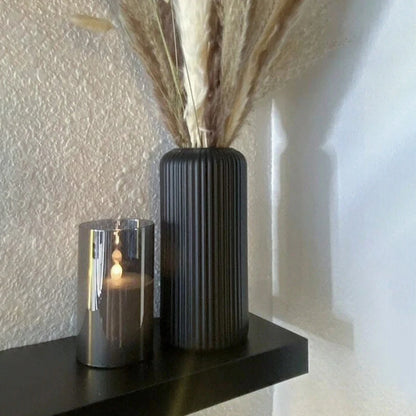 Striped Ceramic-Like Plastic Vase for Floral Arrangement