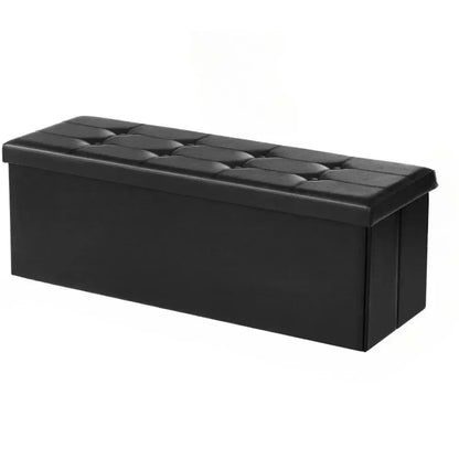 43" Storage Ottoman Bench Leather Footstool