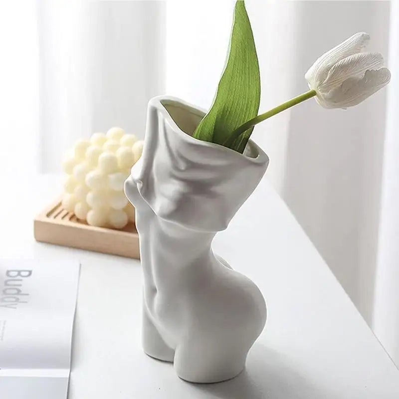 Female Body Vase Modern Ceramics Flower Vase In Female Body Shape Multi-Purpose Aesthetic Room Decor