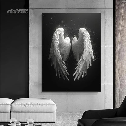 Beautiful White Angel Wings Canvas Painting