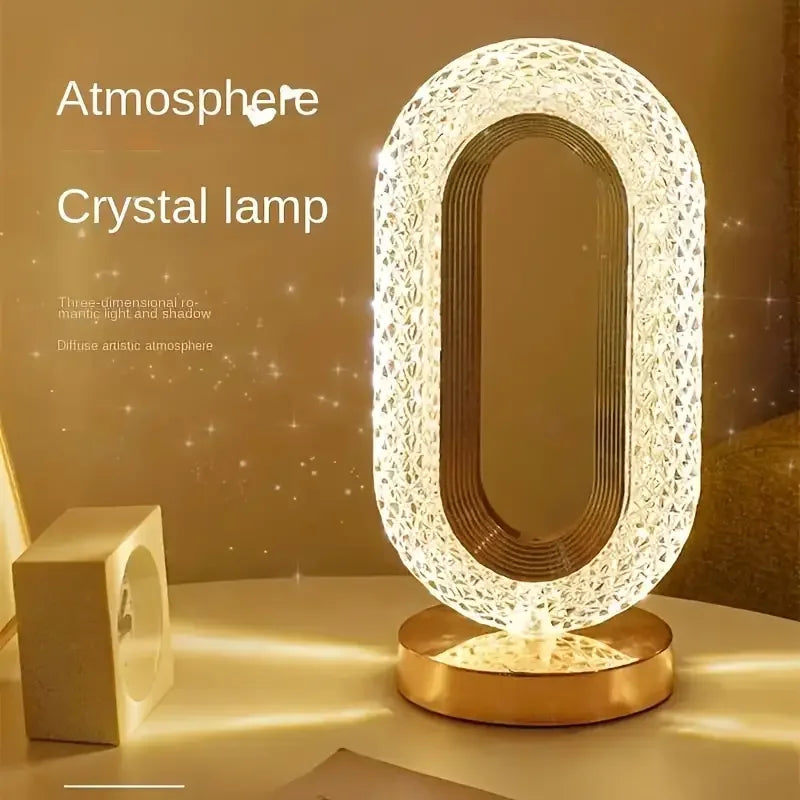 1pc USB Ring Light Table Lamp  Atmosphere Rechargeable Night Light Crystal LED Star Eye Lamp