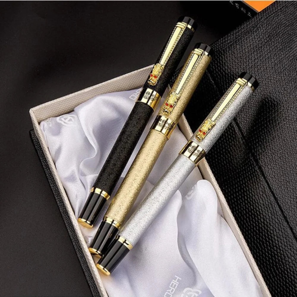 Luxury Dragon Crystal Diamond Ink Fountain Pen Office Business Men Signature Metal Pen