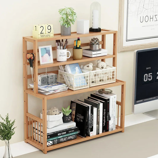 Bamboo Bookshelf Office Stationery Organizer Magazine Holder Home Sundries Storage Shelves,Rack