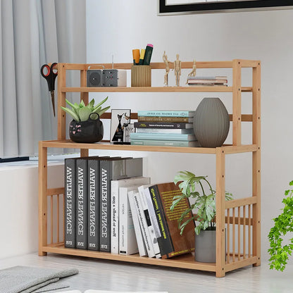 Bamboo Bookshelf Office Stationery Organizer Magazine Holder Home Sundries Storage Shelves,Rack