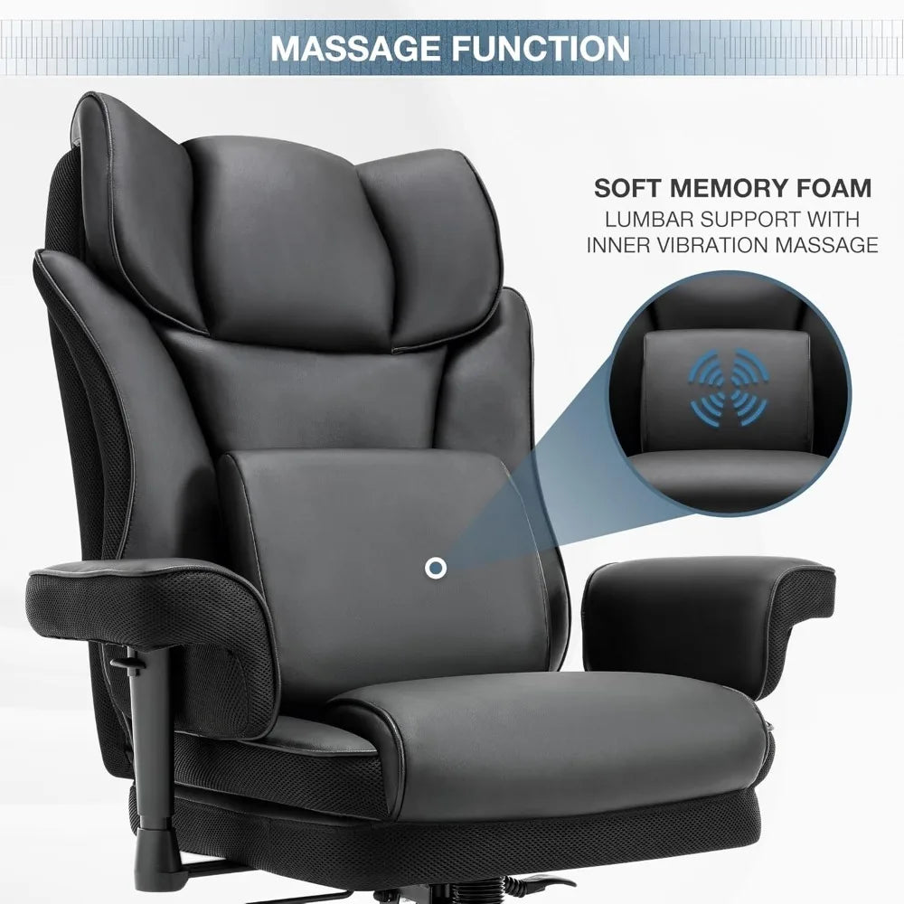 High Back Office Chair, Ergonomic, with Adjustable Armrests, Massage Lumbar Support, Height Adjustable, Executive Chair