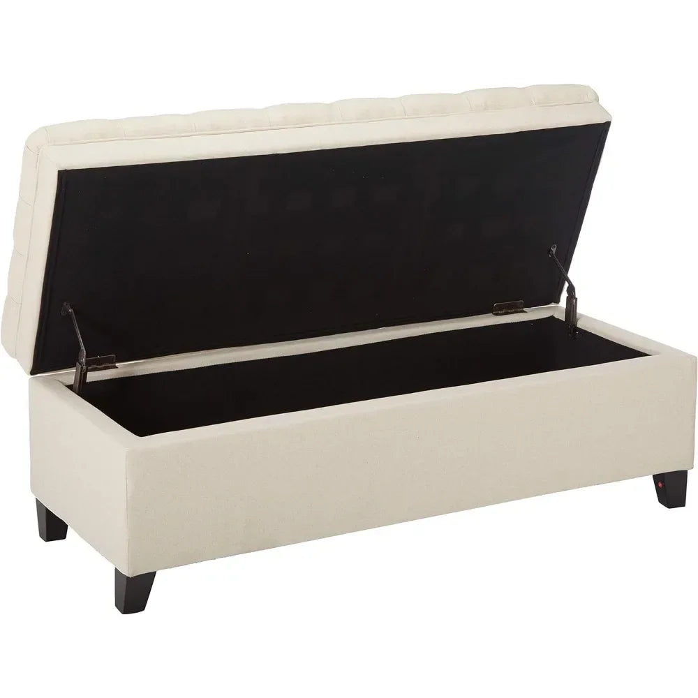 End of Bed Storage Bench, Fabric Storages Ottoman, stylish storage, Polyester, Rectangular, Ottomans