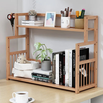 Bamboo Bookshelf Office Stationery Organizer Magazine Holder Home Sundries Storage Shelves,Rack