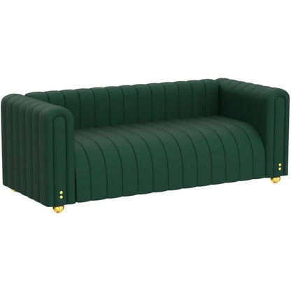 81" W Tufted Velvet Modern Sofa with Round Handrails and Metal Legs