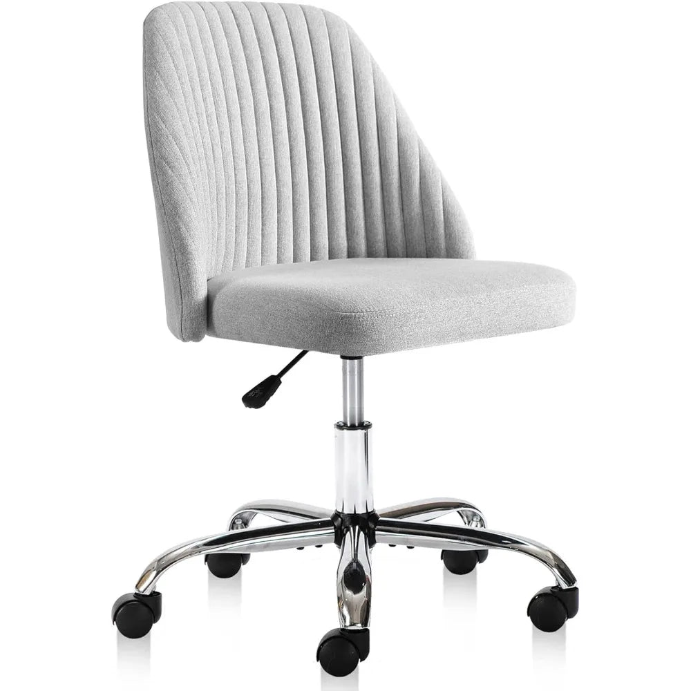 Armless Office Chair Cute Desk Chair, Modern Fabric Home Office Desk Chairs with Wheels Adjustable Swivel